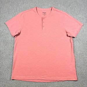 Rhone Short Sleeve Henley Shirt Mens XL Pink Slub Cotton Blend 3-Button Top
